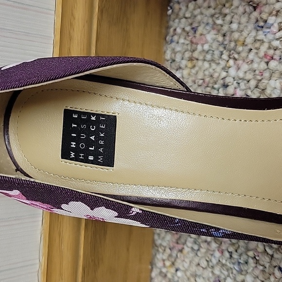 White House Black Market Ella Cabernet Floral Print Heels, Women's Sz 8 - Picture 7 of 8